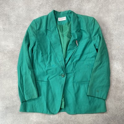 Pendleton Blazer Damen 46 Petite Einreiher Wolle Tailored Jacket, Grün