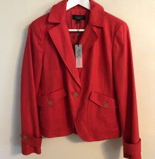 TALBOTS Linen Blend Blazer womens Sz 6 NWT 198 Grace Fit Deep Coral