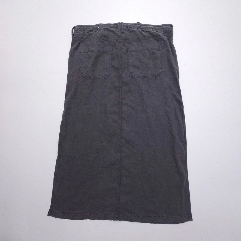 Maxi Falda American Eagle tiro bajo talla 18 gris lino algodón elástico Lagenlook Foto 2 de 4