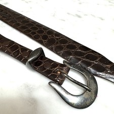 James Reid Ltd Sterling Silver Belt Buckle Crocodile Leather 33 Fits 32 31 30