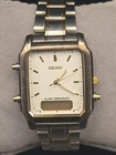 Vintage Men's Watch Seiko V072-5059 Alarm Chronograph Two Tone