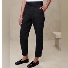 Banana Republic Black Belted Cargo Pants Tapered High Rise Utility Size 0