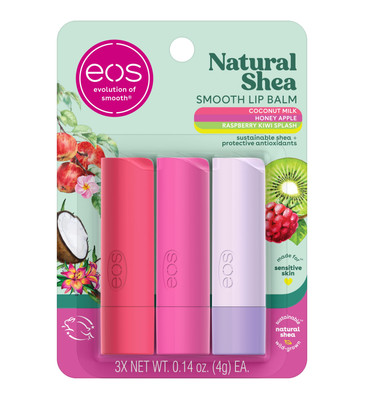 Natural Shea Lip Balm Pack of 3 Coconut Milk Honey Apple Raspberry Kiwi