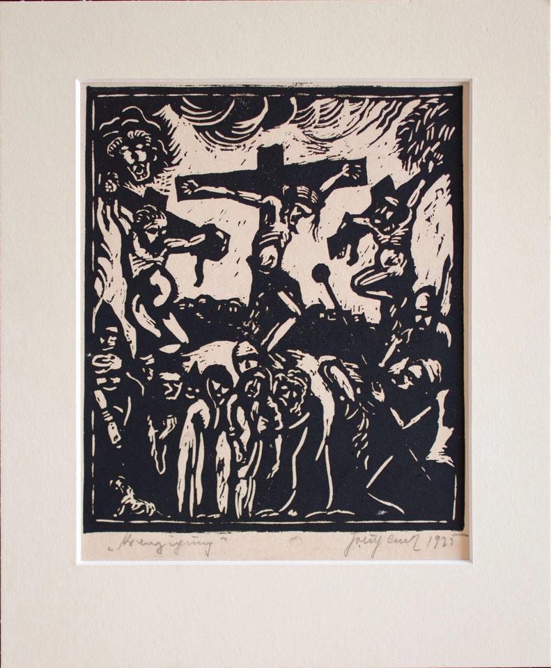 Kreuzigung Passion Christus Religion Expressionismus signiert Holzschnitt 1925 - Bild 4 von 4
