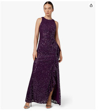 Alex Evenings Women's Mother of The Bride Dress W/Cascade Ruffle Size 2 Plum