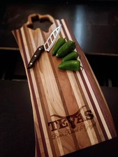 Texas Engraved Charcuterie Board and BBQ Carving Board with TX State Handle