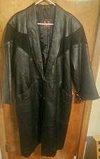 Trench coat Maurices vintage in pelle nera taglia L 