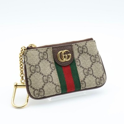GUCCI Ophidia GG Supreme Coin Case Key Ring Brown Women Pouch Auth