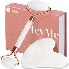 BAIMEI Icyme Jade Roller Gua Sha Facial Tool Set for Face Depuffing Smoothin