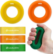 Silicone Ring Grip Strength Trainer Kit - Effective yellow, orange, green 