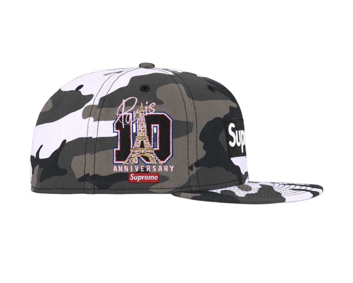 SUPREME Shop Anniversary Box Logo Fitted Hat SNOW CAMO Size 7 3/8