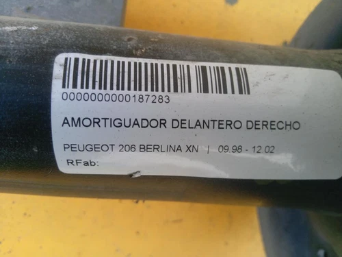 Amortiguador Delantero Derecho para PEUGEOT 206 XN 2000 187283 - Imagen 2 de 10