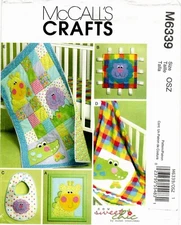 McCalls M6339 Baby Items Blanket Lion Toy Bib Sewing Pattern Uncut