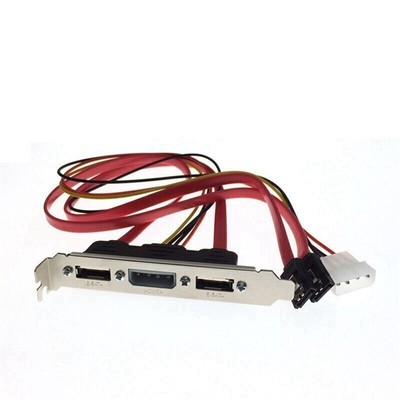 PC DIY SATA zu ESATA und 4Pin IDE Molex PCI Bracket Schlitz Kabel Voll HöHe A2X3