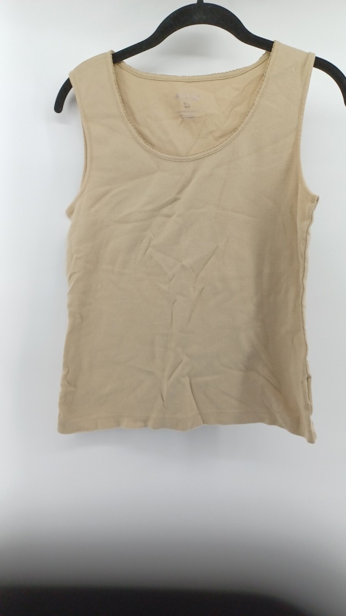 White Stag Women's Sleeveless Tank Top Small Tan Scoopneck