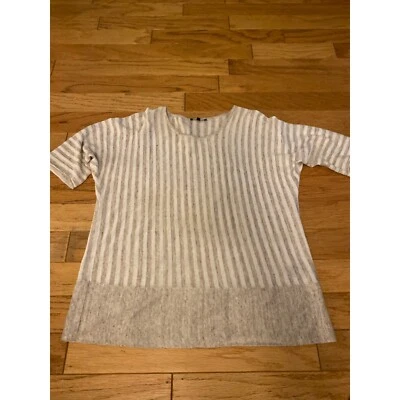Lafayette 148 Damen Ten gestreifte Leinen Kurzarm Bluse Gr. Small - Bild 1 von 4