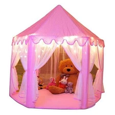  Princess Tent Girls Large Playhouse Kids 01 Pink Tent with Little Star Lights