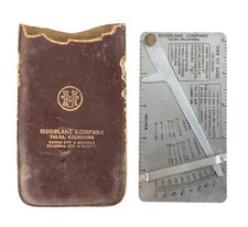Vtg Moorlane Co. Pipe Pit Pocket Gauge w/ Leather Case Measuring Gauge Welding