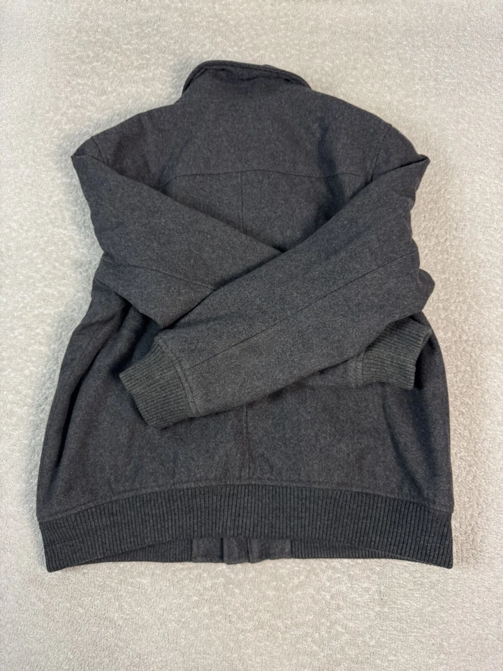 GAP Mens Zip Fleece Bomber Jacket Front Pockets Heather Gray Wool Blend XL - Image 2 of 4