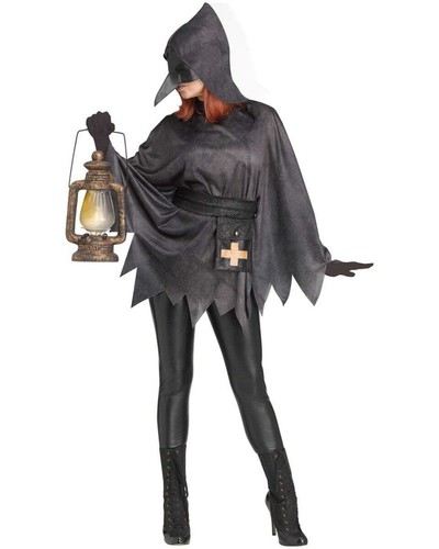 CA1749 Steampunk Plague Doctor Poncho Womens Costume Renaissance Grim Reaper - Picture 2 of 4