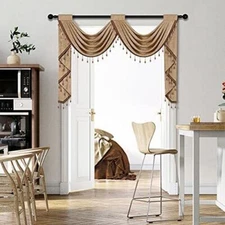 ELKCA Coffee Chenille Waterfall Valance Set - 2 Sw