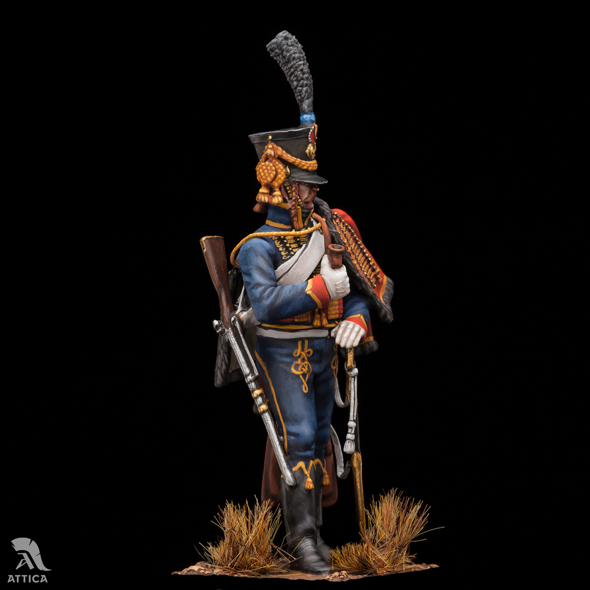 French Hussar of the 4th Hussars Regiment 54mm Painted Tin