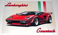 Lamborghini Countach Italian Supercar Poster 1974-1990 19"x13"