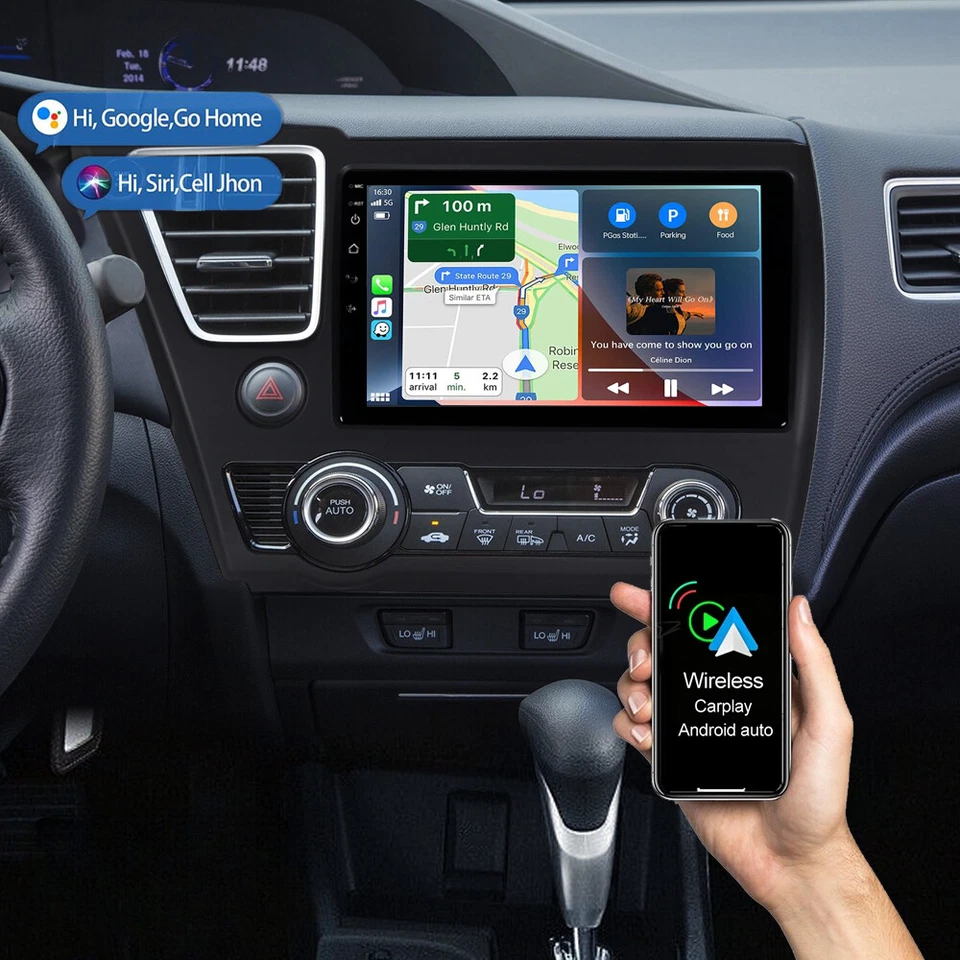 For 2013-2015 Honda Civic Apple Carplay Car Radio Android 12 GPS Navi BT 2+32GB - Image 2 of 4