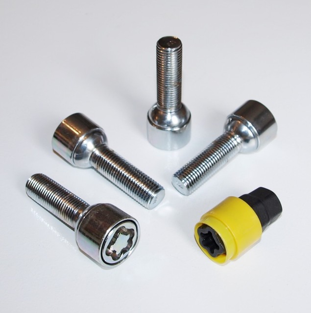 12mm x 1.5mm Locking Wheel Bolts 40mm Radius Spinning to fit 4 Stud VW