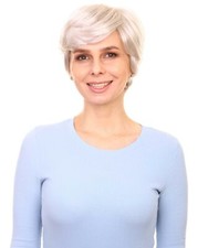 June - Straight Kanekalon Synthetic Fiber Full Wig, 2.75 - 6.5 in, Silver Grey