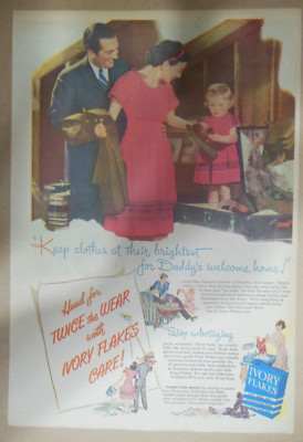 Ivory Flakes Soap Ad: Twice The Wear With Ivory ! from 1945 Size:  11 x 15 inch