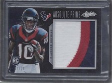 DEANDRE HOPKINS 2013 ABSOLUTE PRIME JUMBO 3 COLOR ROOKIE PATCH RC #D 7/10
