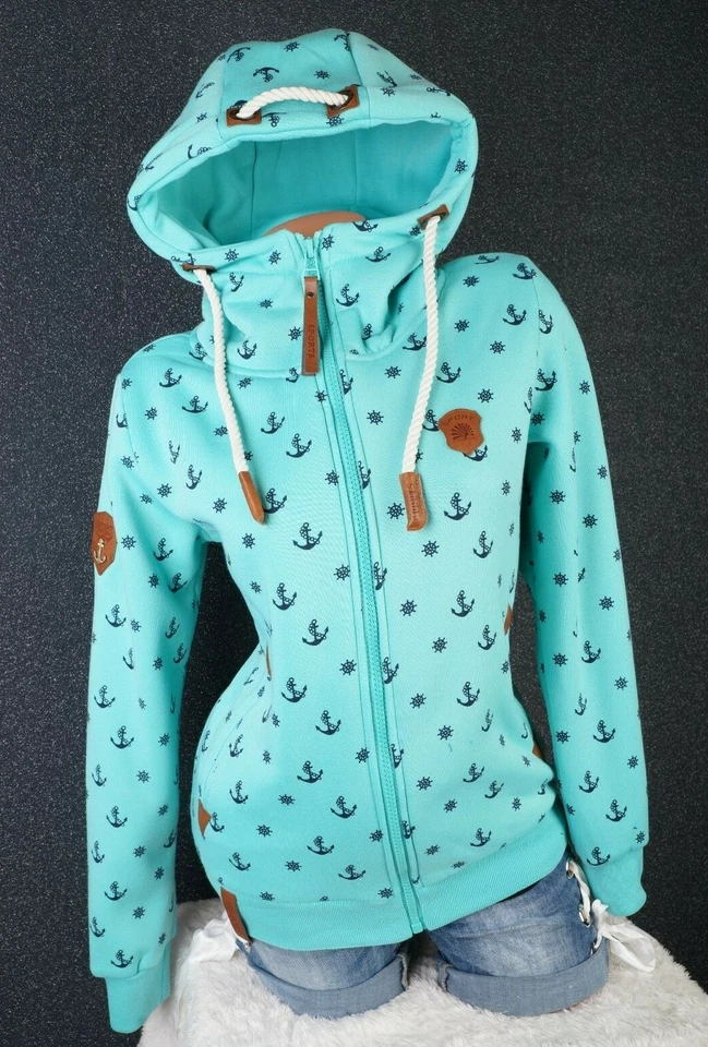 2013 Damen Sweat Jacke Kapuze Hoodie Fleece gefüttert Übergangsjacke Anker S-7XL - Bild 2 von 4