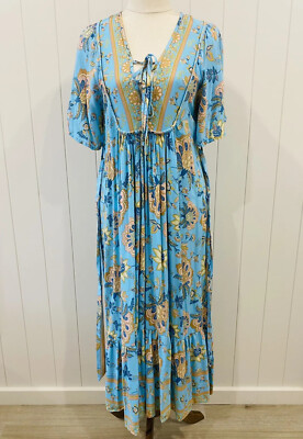 Shareen Collections Size 10 Blue Paisley Midi Dress Josephine Enya Oasis |  eBay Australia