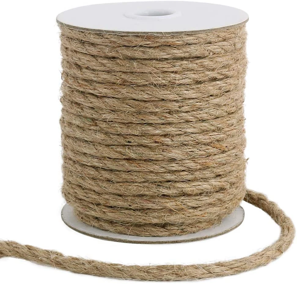 6Mm Jute Rope, 66 Feet Natural Heavy Duty Brown Twine for Crafts