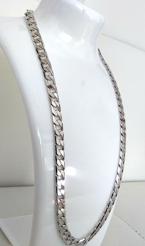 18K White Gold Figaro Chain Necklace 