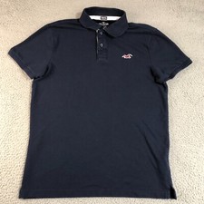 American Eagle Shirt Men Medium Blue Golf Embroidered Logo Flex Stretch Slit