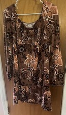 NWT Brown Floral, Smocked Long Sleeved Women’s 2X SO Dress