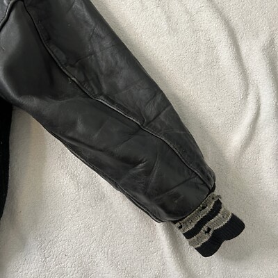 Vintage 80s 90s NFL Raiders Wool Leather Sleeve DeLong Varsity