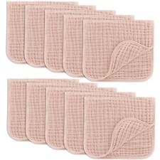 Muslin Burp Cloths 20" x 10" Pack of 10 - Large 6-Layer Ultra Absorbent 100 ...