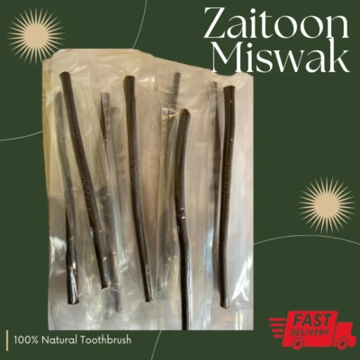 Zaitoon Miswak Stick 100% Natural Thin Firm & Soft Bristle Zaitoun Toothbrush UK