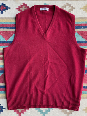 Vintage Simpson Piccadilly Pure Cashmere Burgundy Sweater Vest 44