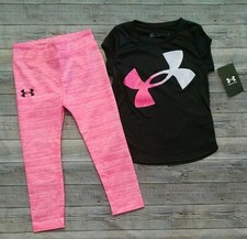 New Girl's Under Armour Pink/Black Outfit Size 4 5 6