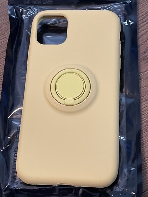 iPhone 11 Pro Max Yellow Metal Ring Stand Liquid Silicone Case