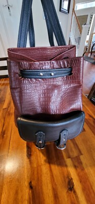 Tom Thomas Two Tone Black/Brown Leather Backpack Genuine  display picture 2