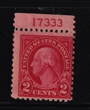 1923 Washington 2c carmine Sc 554 MNH top plate number single CV $15 (T18