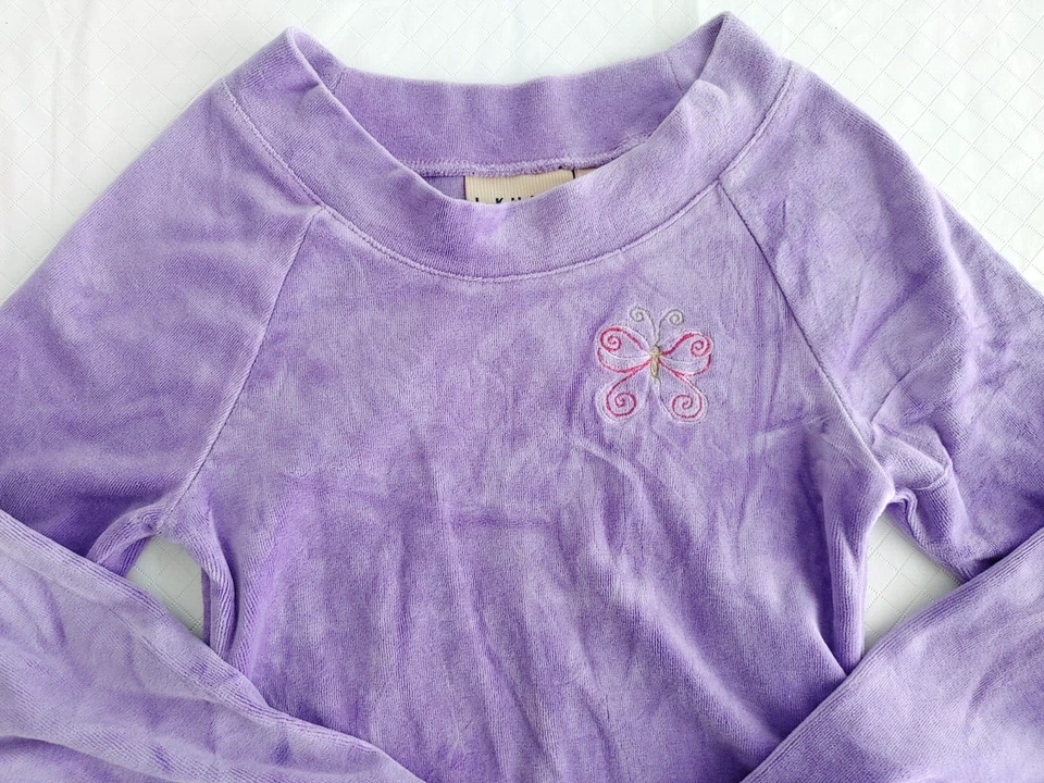 Top Pullover J Caqui Terciopelo Niña Largo Slv Cordón Laterales Púrpura Talla S #15484 Foto 2 de 4