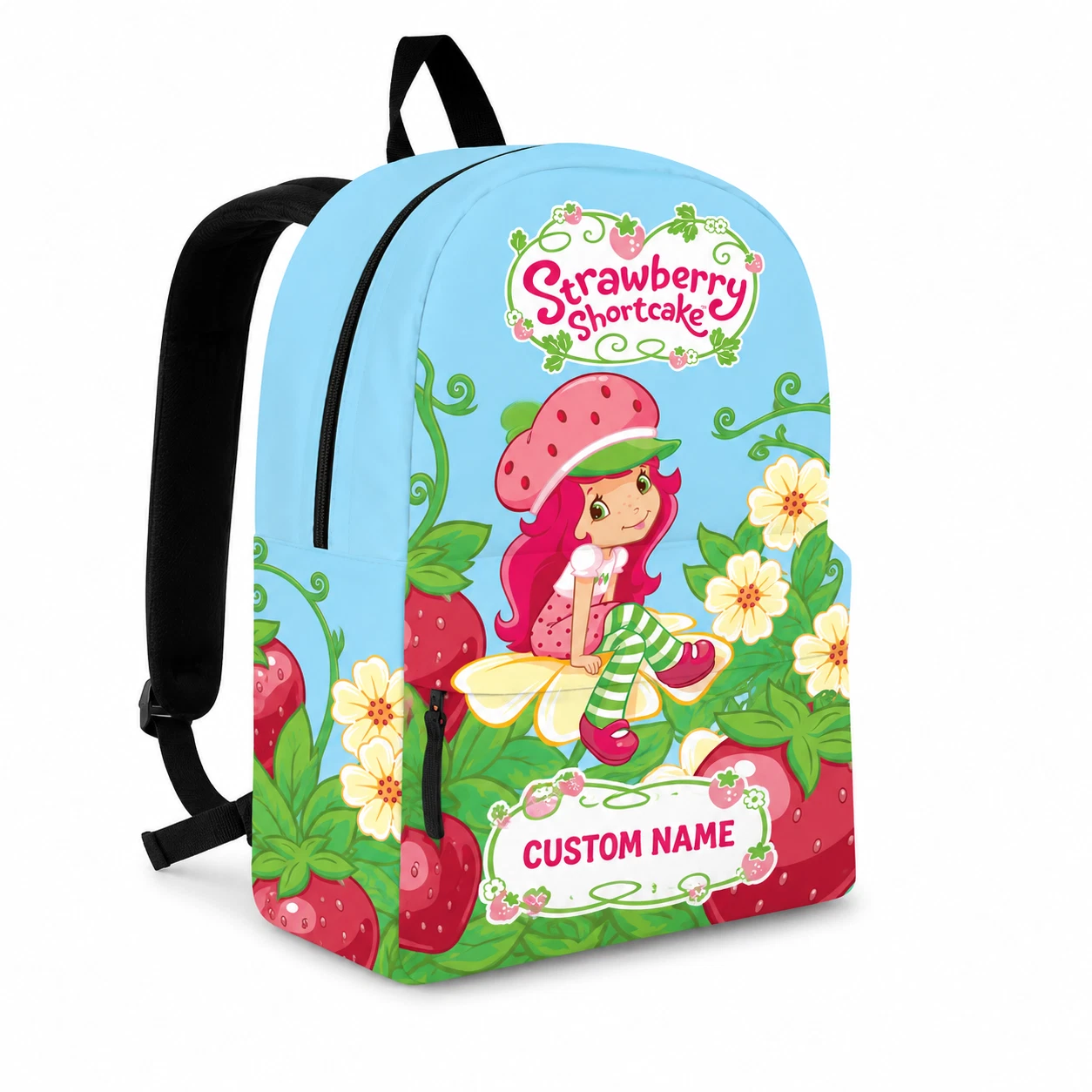 Personalized Strawberry Fairy Kids Backpack, Custom Name School Travel Bag for Children
