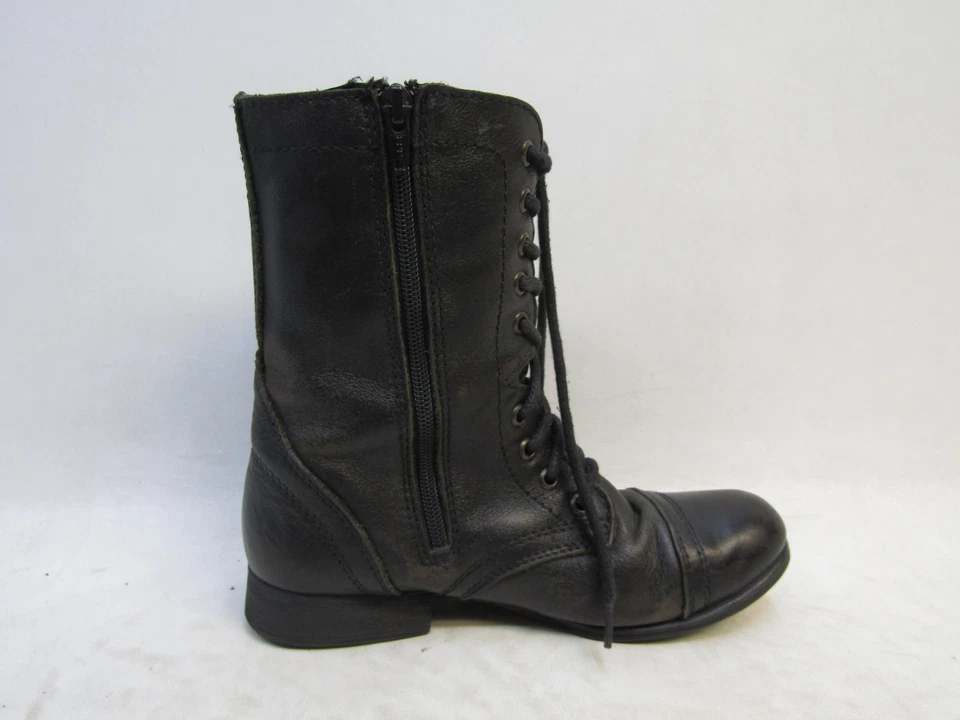 STEVE MADDEN 尺寸 7.5 M 棕色皮革拉链战斗高踝靴 TROOPA — 第 4/4 张图片