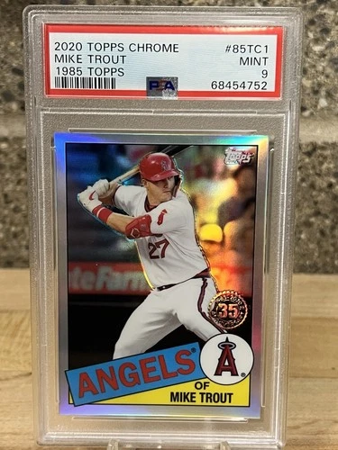 2020 TOPPS CHROME Refractor 1985 TOPPS #85TC1 MIKE TROUT PSA 9 ANGELS